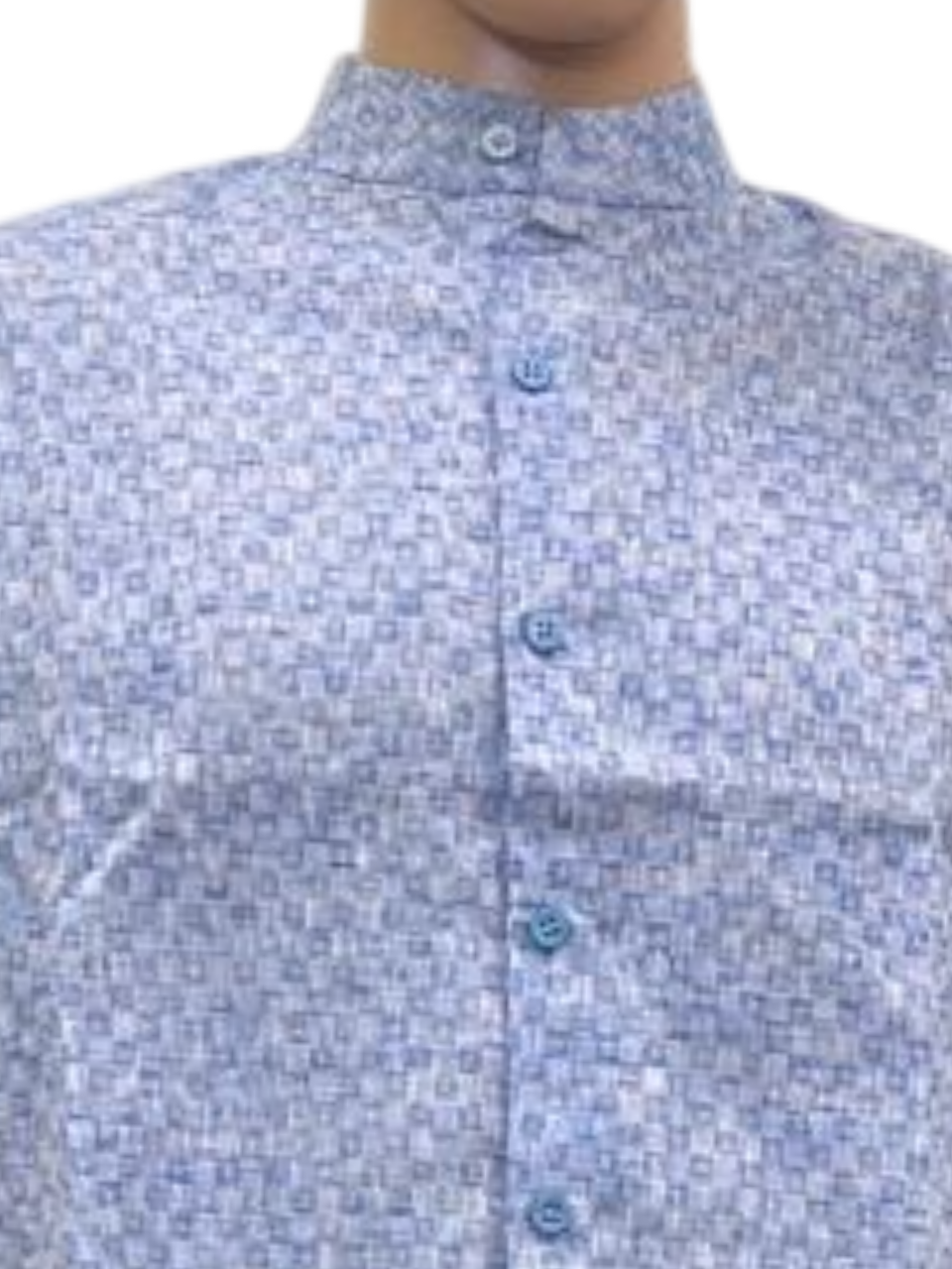 Men's Tranquil Blue Printed Long-Sleeve Shirt