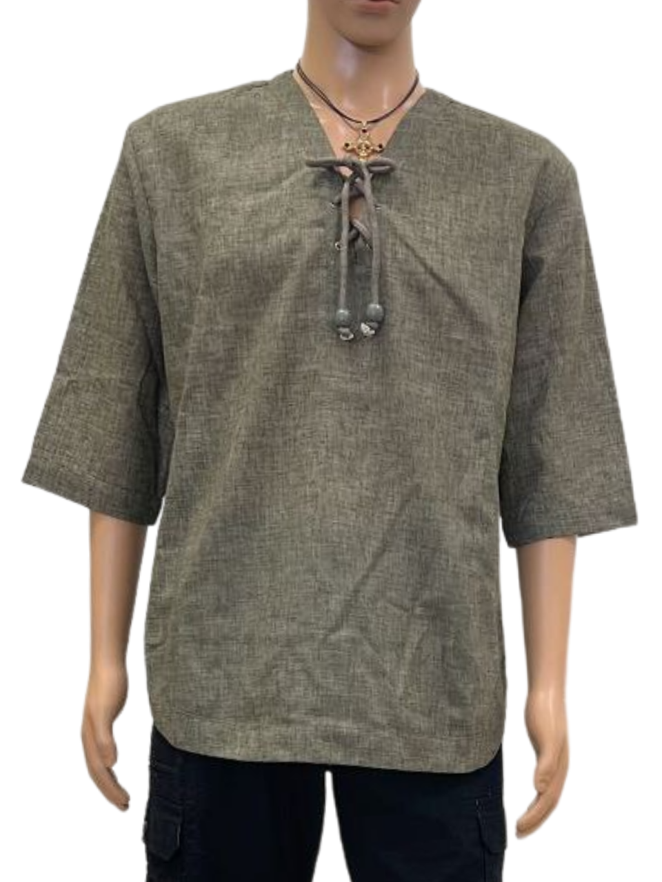 Men's Slate Gray Tie-Front Casual Shirt