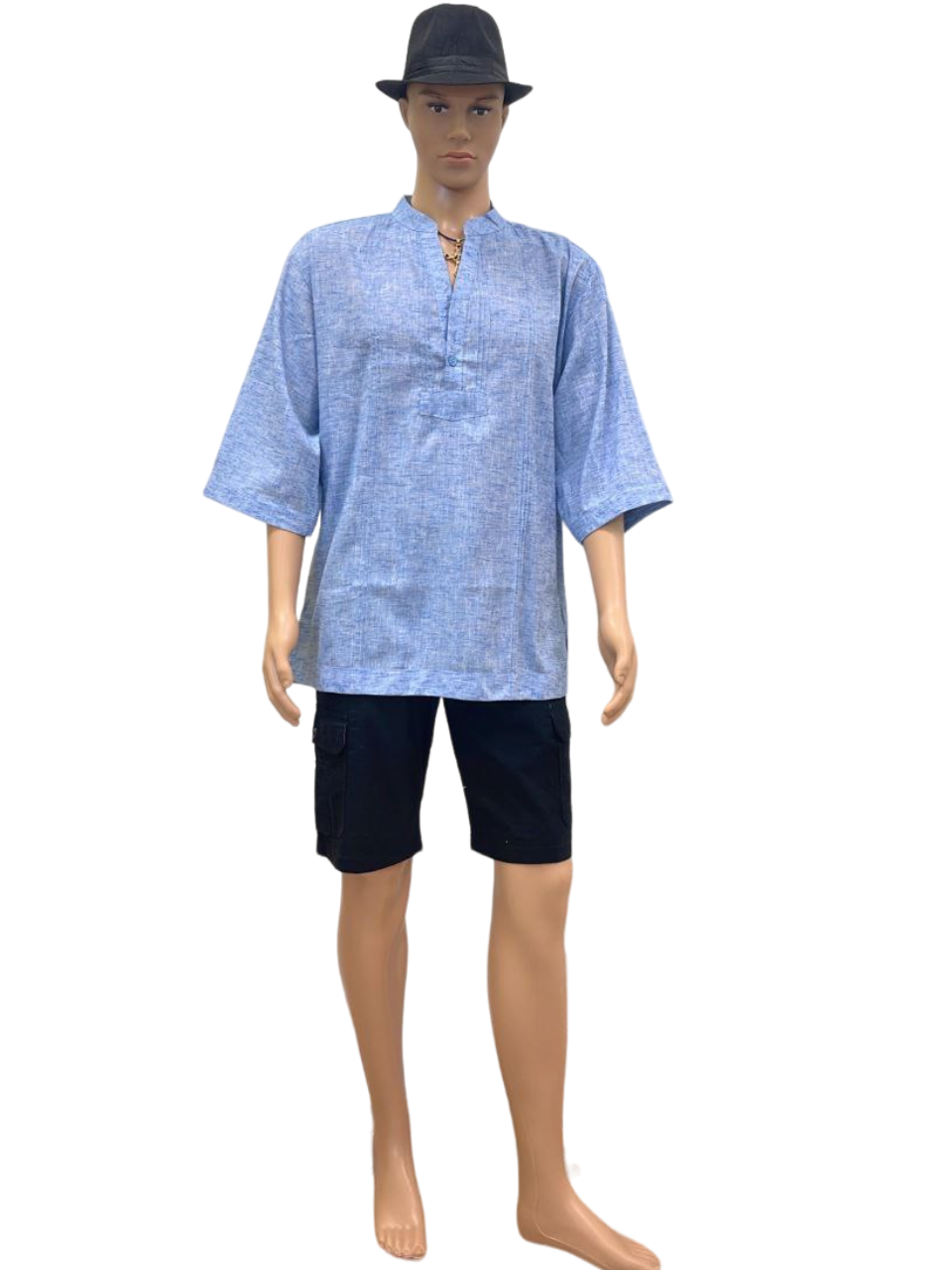 Men's Sky Blue  Collar Casual Shirt