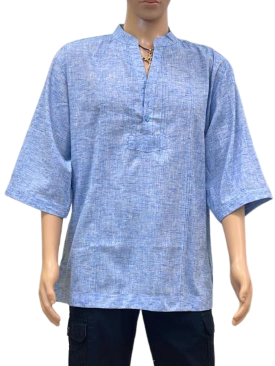 Men's Sky Blue  Collar Casual Shirt