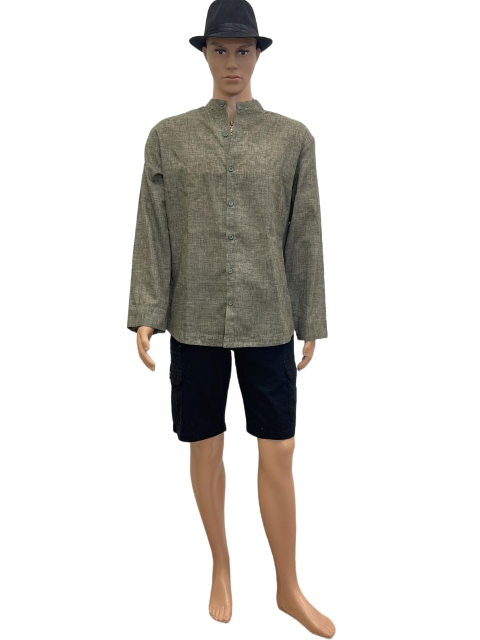 Men's Olive Green Button-Down Shirt