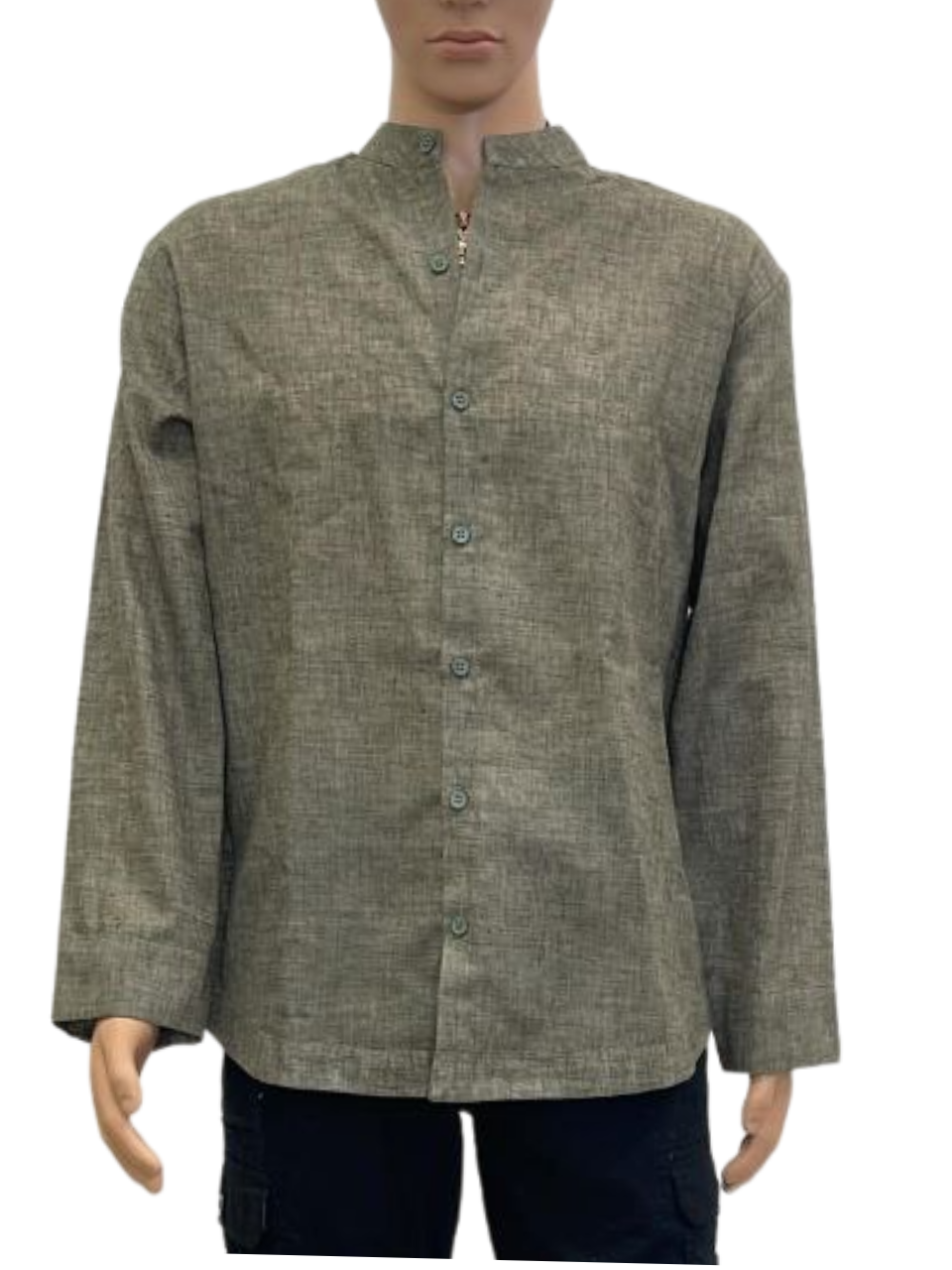 Men's Olive Green Button-Down Shirt