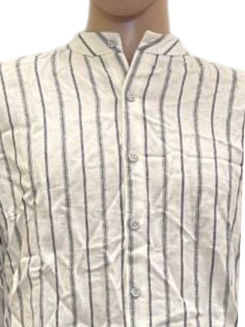 Men's Striped Band Collar Long-Sleeve Shirt