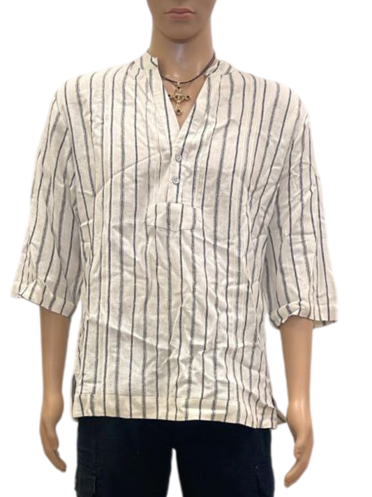 Men's Striped Half-Placket Shirt