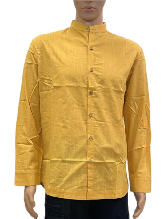 Men's Mustard Yellow Mandarin Collar Shirt