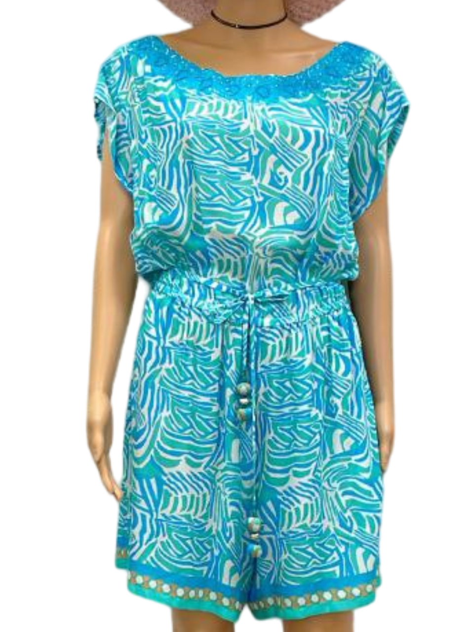 Aqua Blue Printed Two-Piece Set