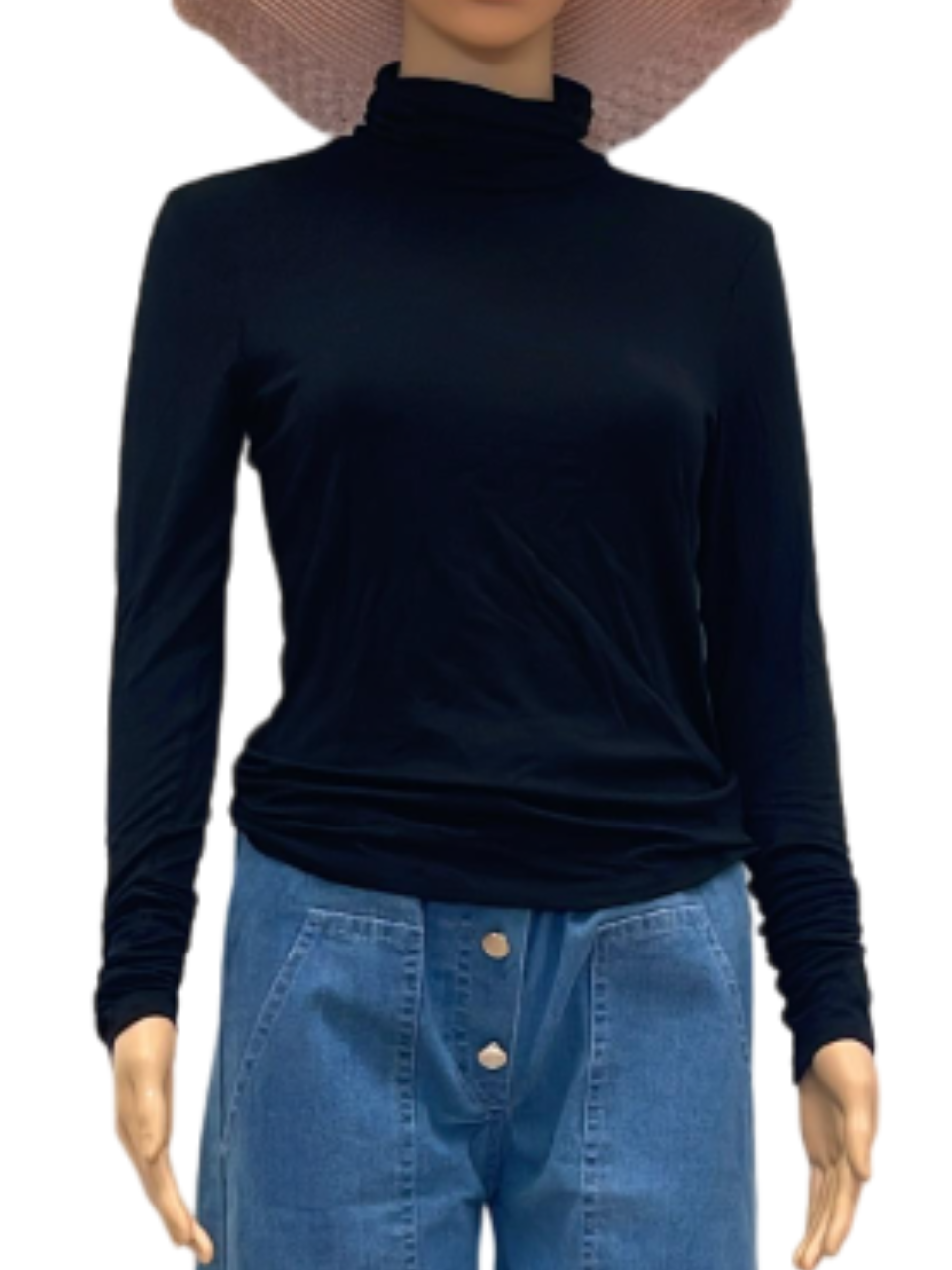 Classic Black Turtleneck Long Sleeve Top