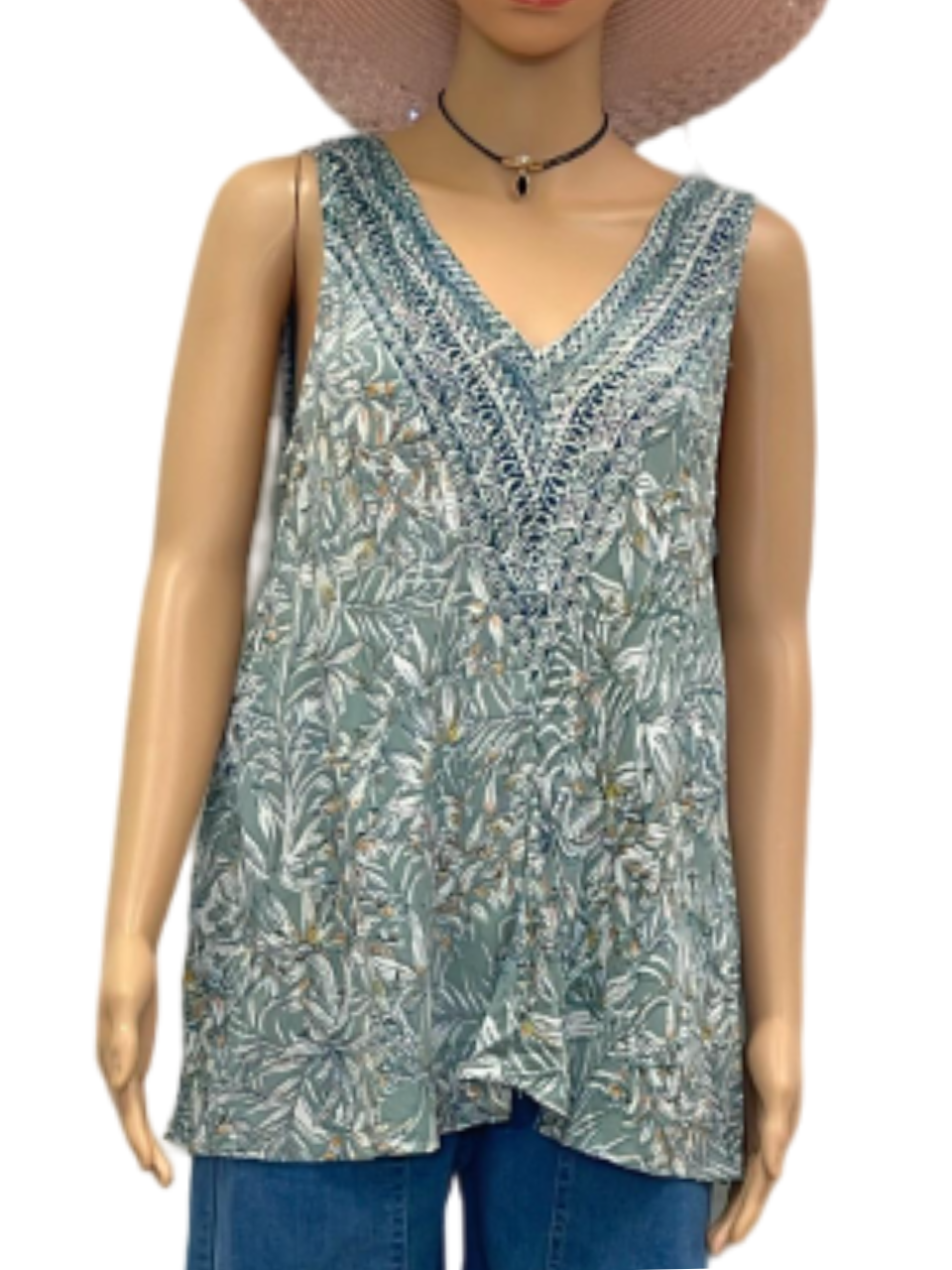 Boho Chic V-Neck Sleeveless Floral Top