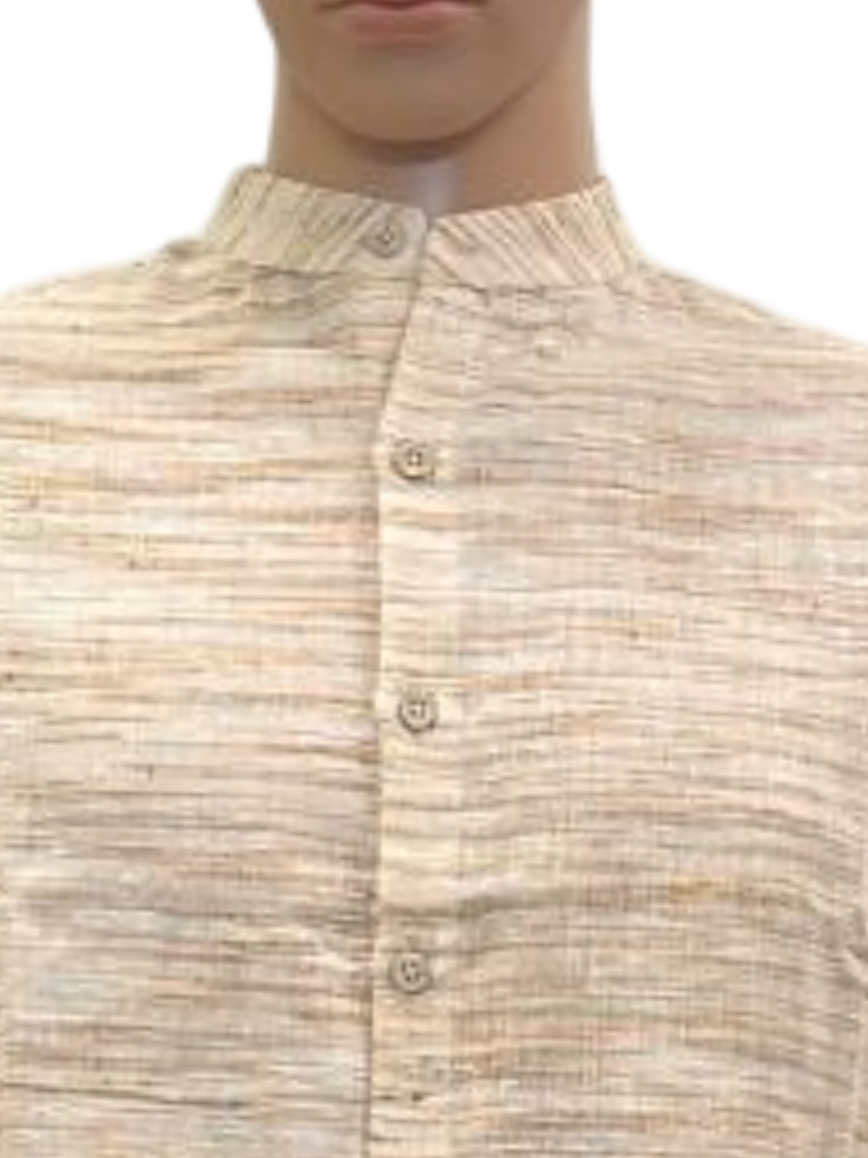 Men's Beige Textured Collar Shirt