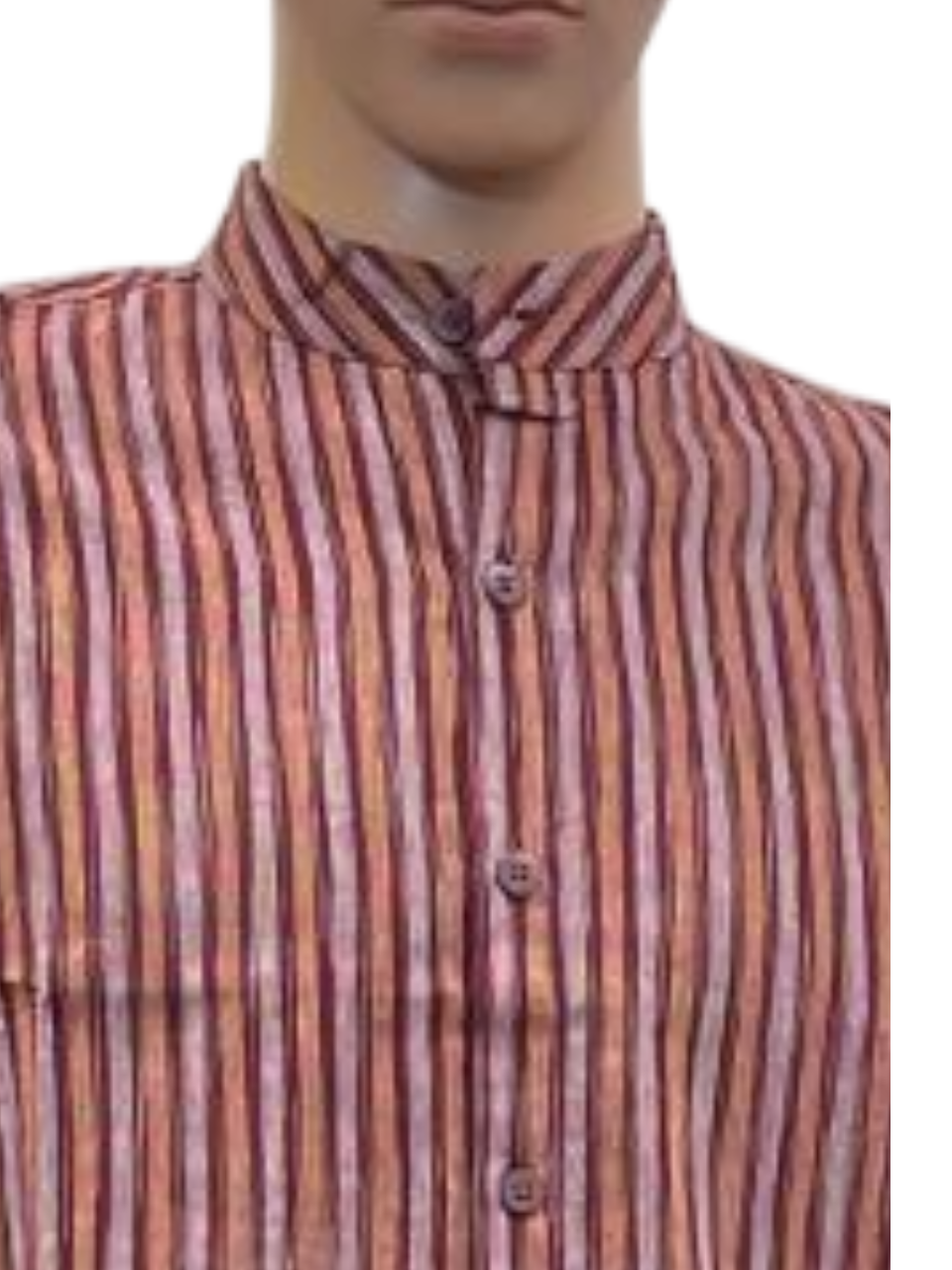 Men's Multicolor Striped Mandarin Collar  Shirt