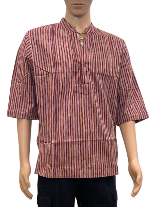 Men's Multicolor Striped Half-Sleeve Casual Shirt