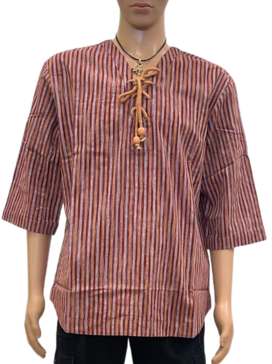 Men's Multicolor Striped Tie-Front Casual Shirt