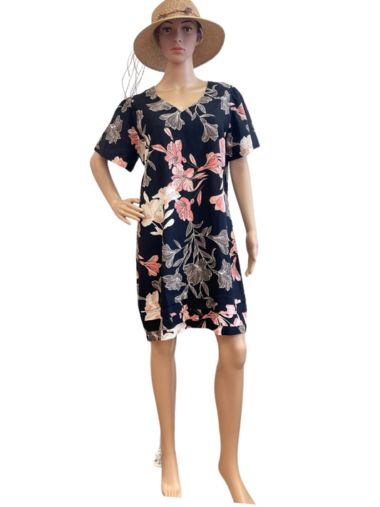 Floral Print V-Neck Shift Dress