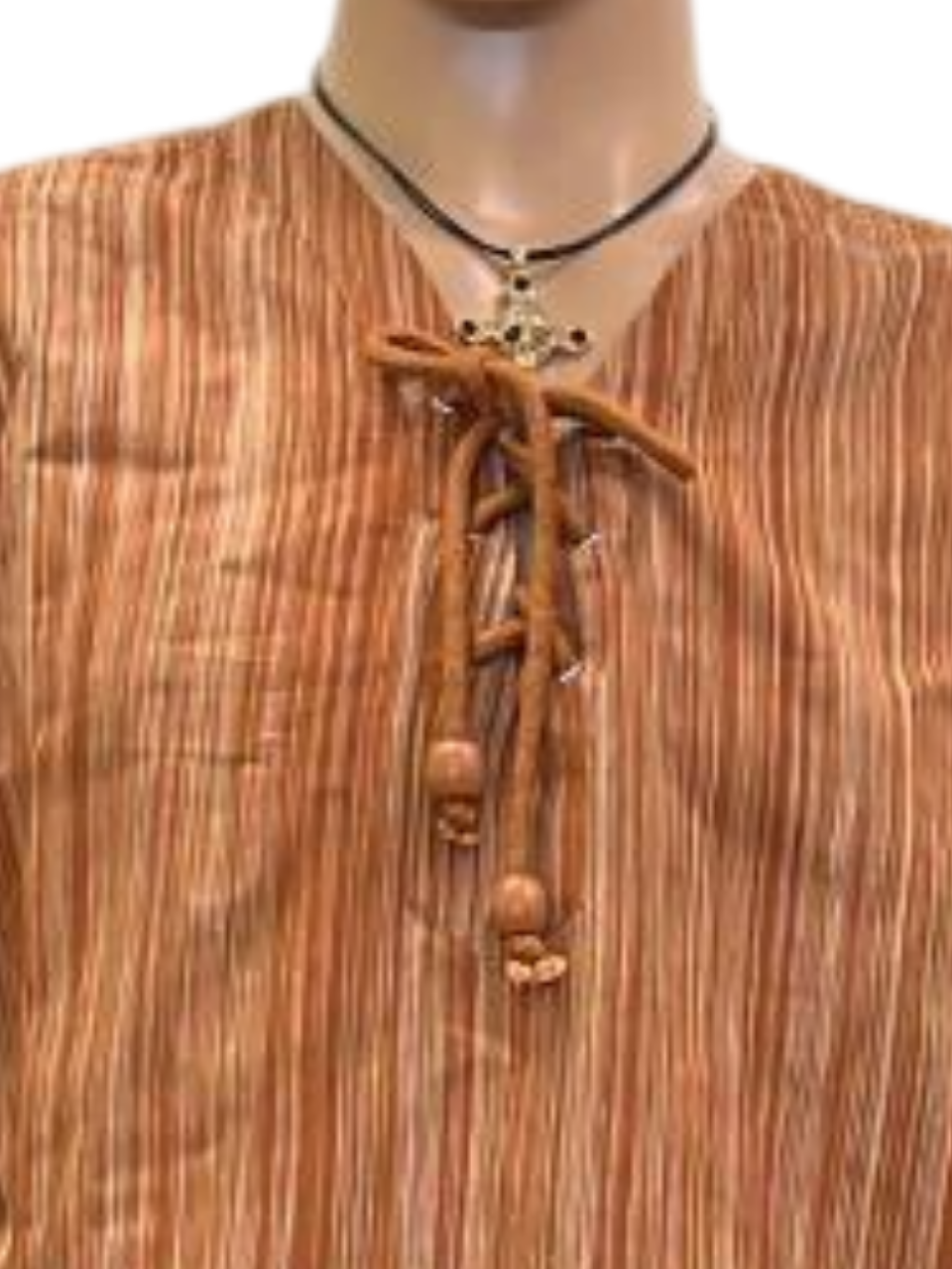 Men's Terracotta Striped Lace Up Shirt