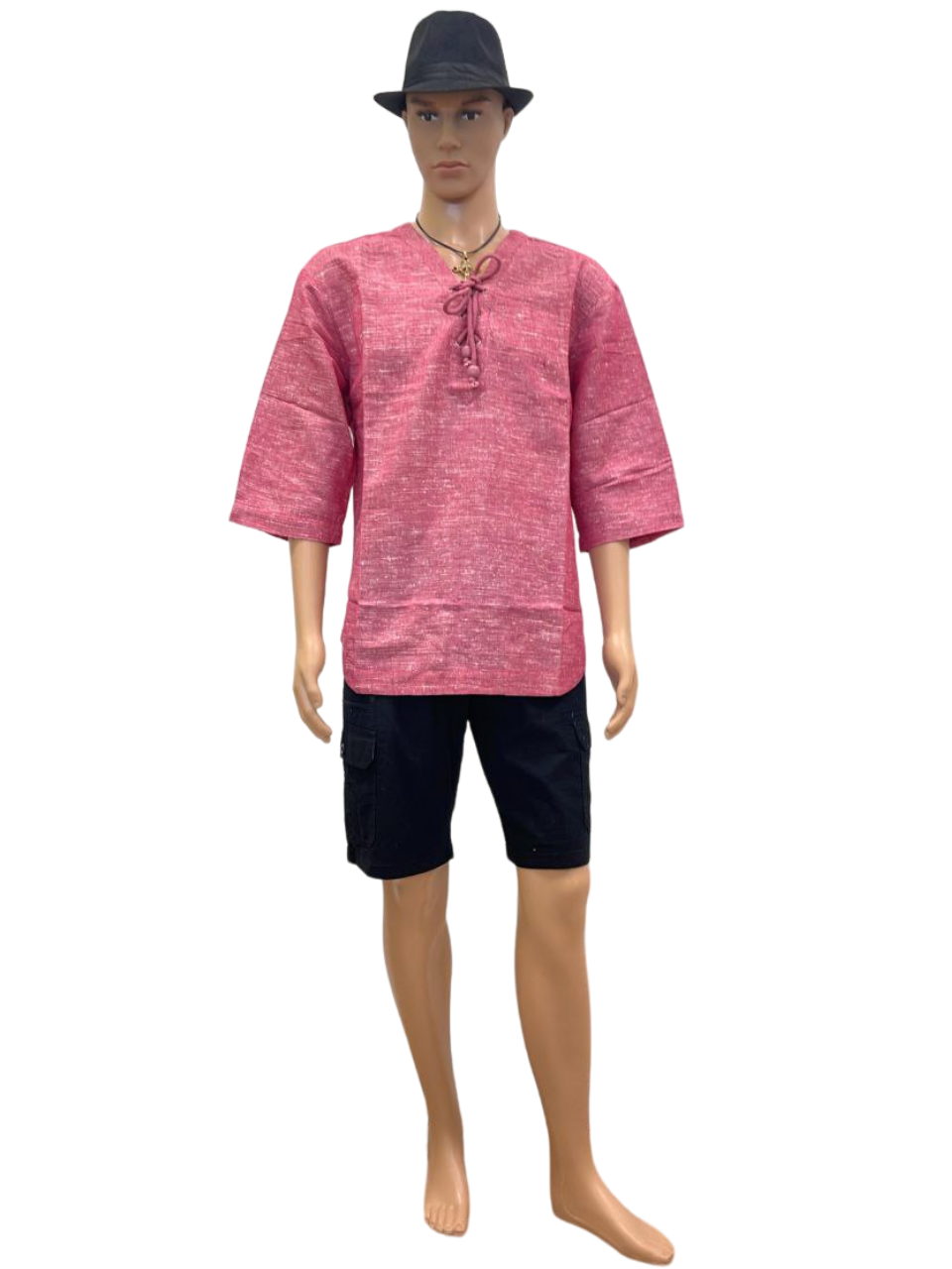 Men's Pink Tie-Front Casual Shirt