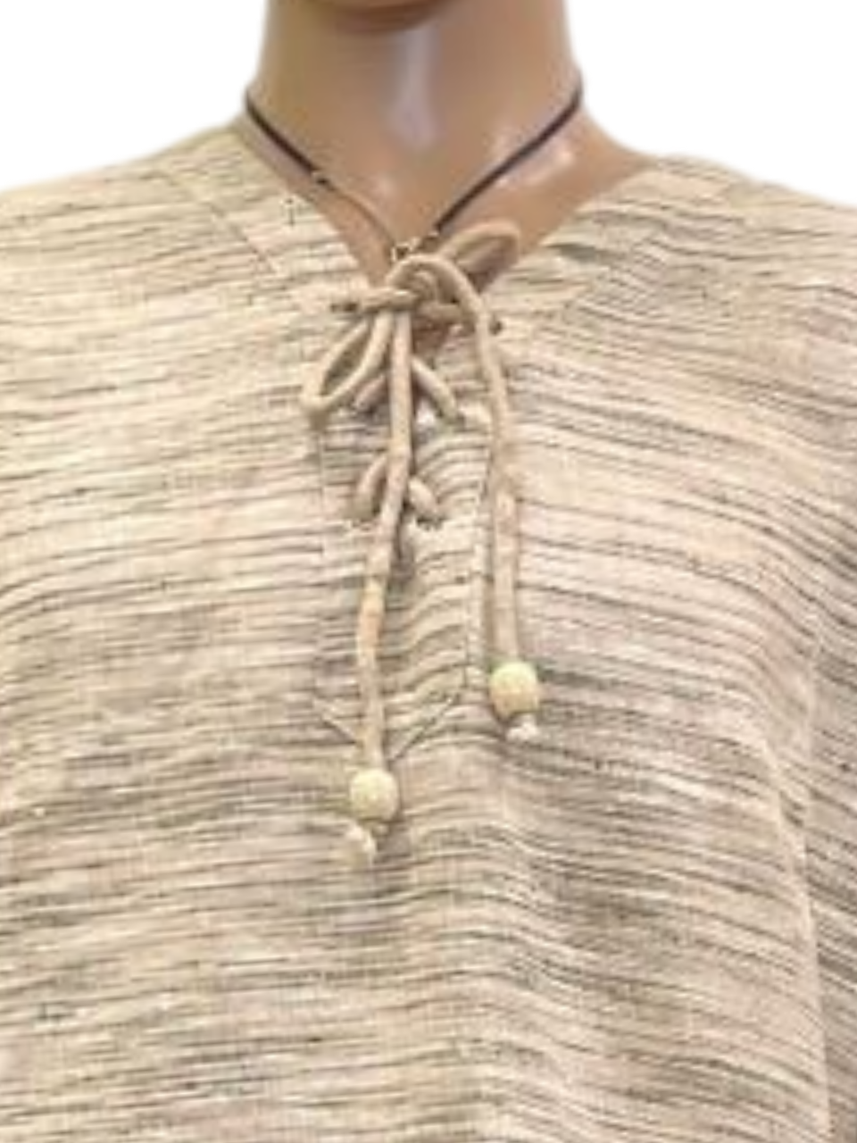 Men's Rustic Beige Tie-Front  Shirt