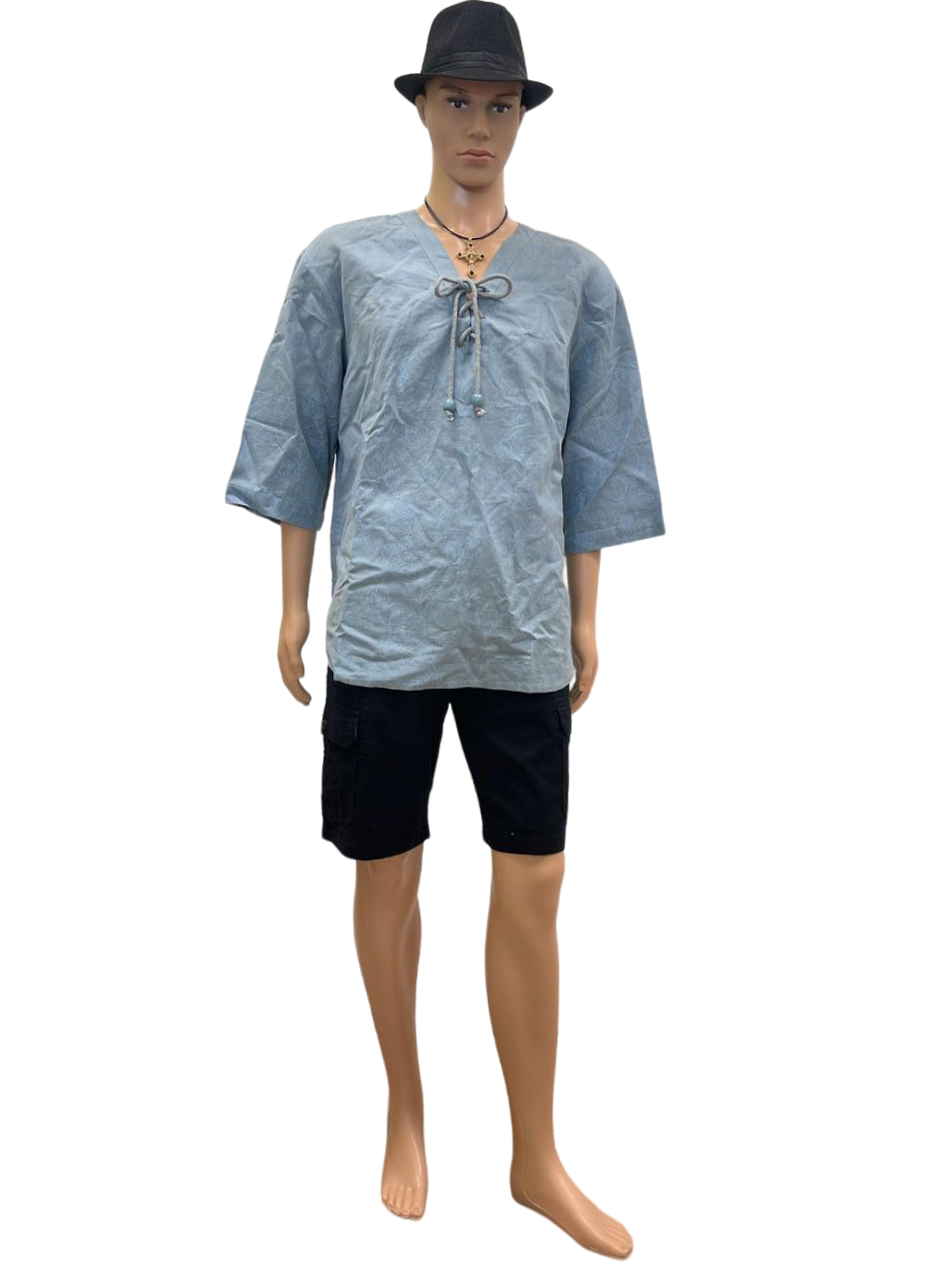 Men's Ocean Blue Lace Up Shirt