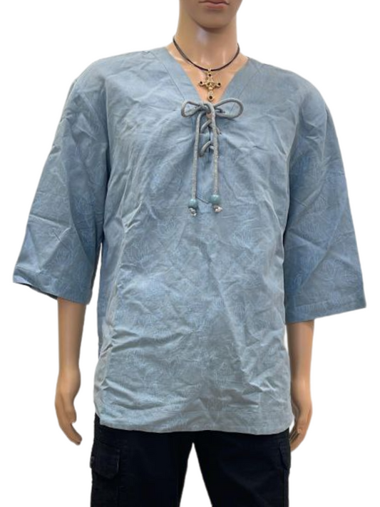 Men's Ocean Blue Lace Up Shirt